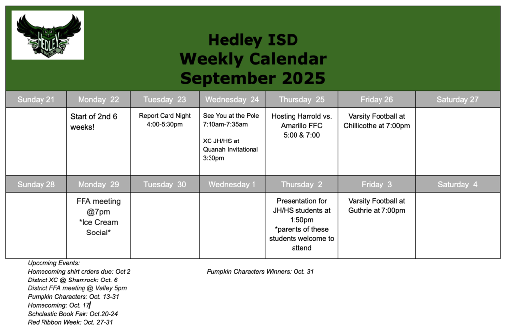 Weekly Calendar