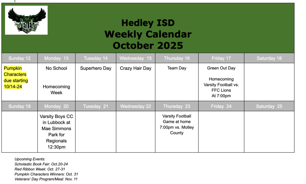Weekly Calendar