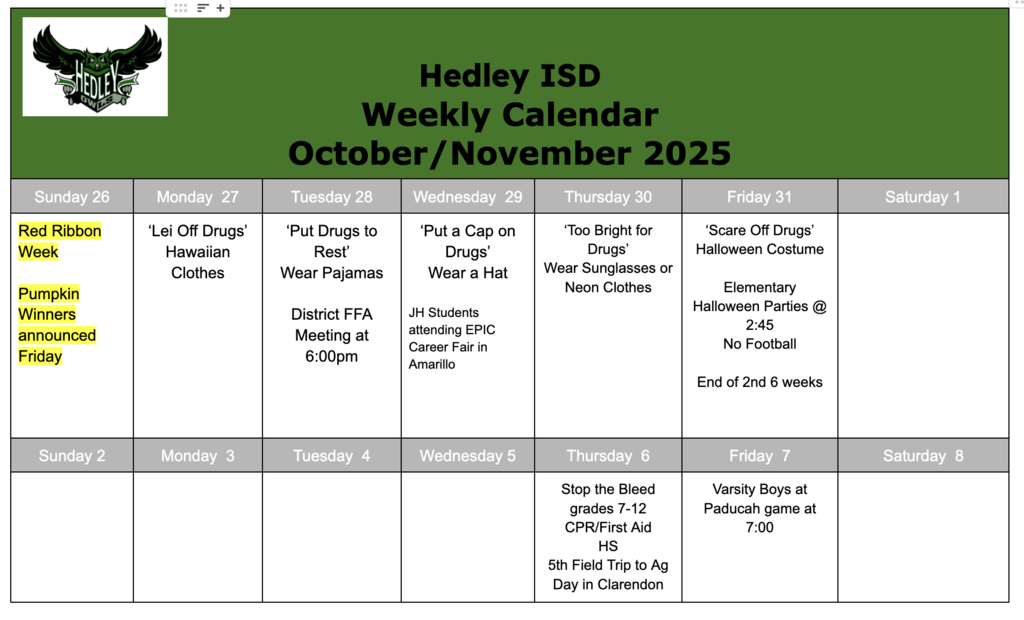 Weekly Calendar