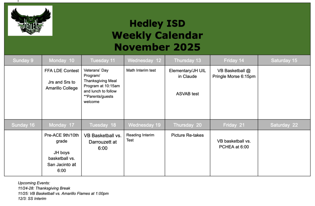 Weekly Calendar