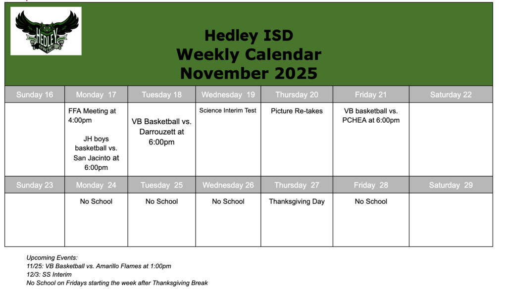 Weekly Calendar