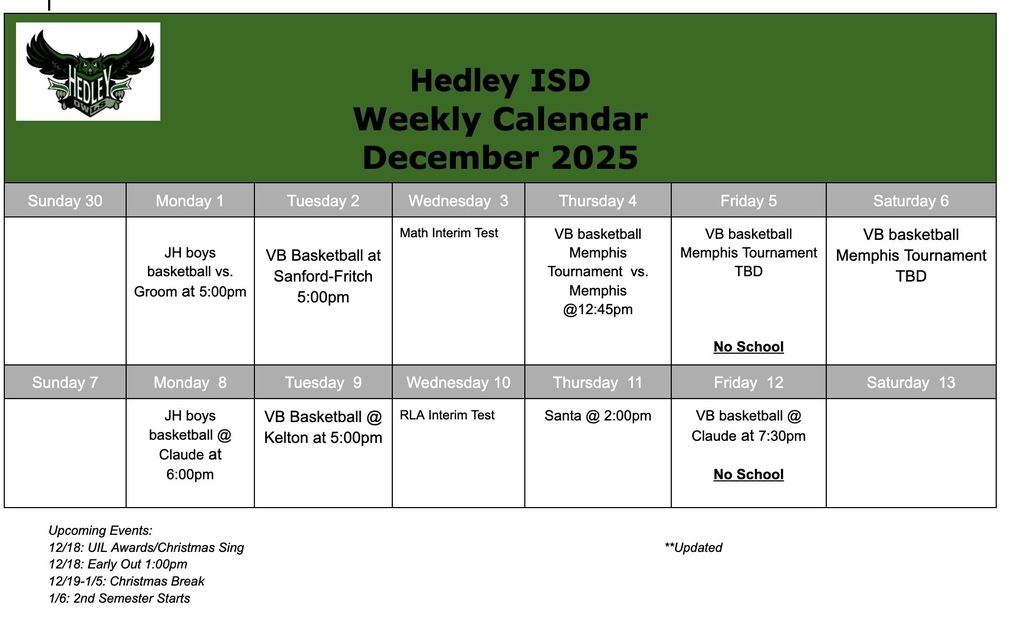 Weekly Calendar