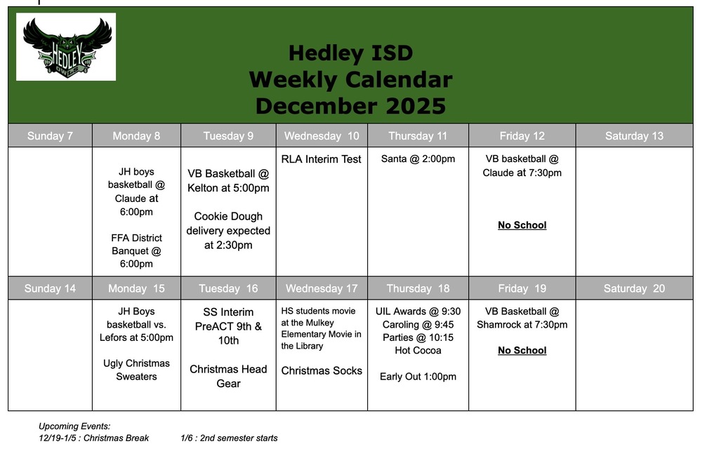 Weekly Calendar