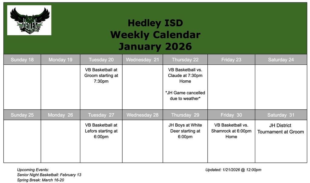 Weekly Calendar *updated