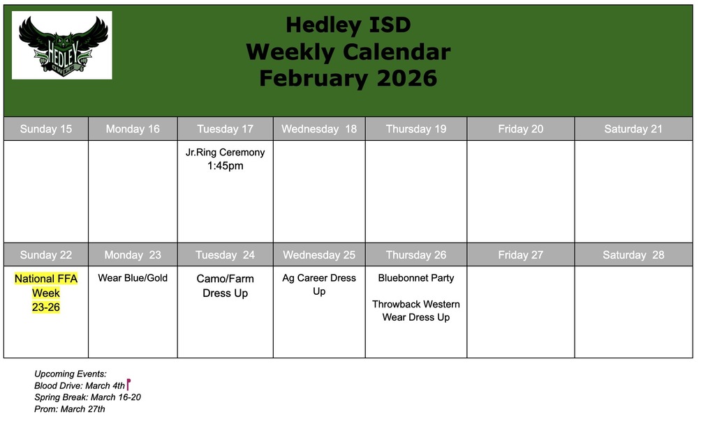 Weekly Calendar