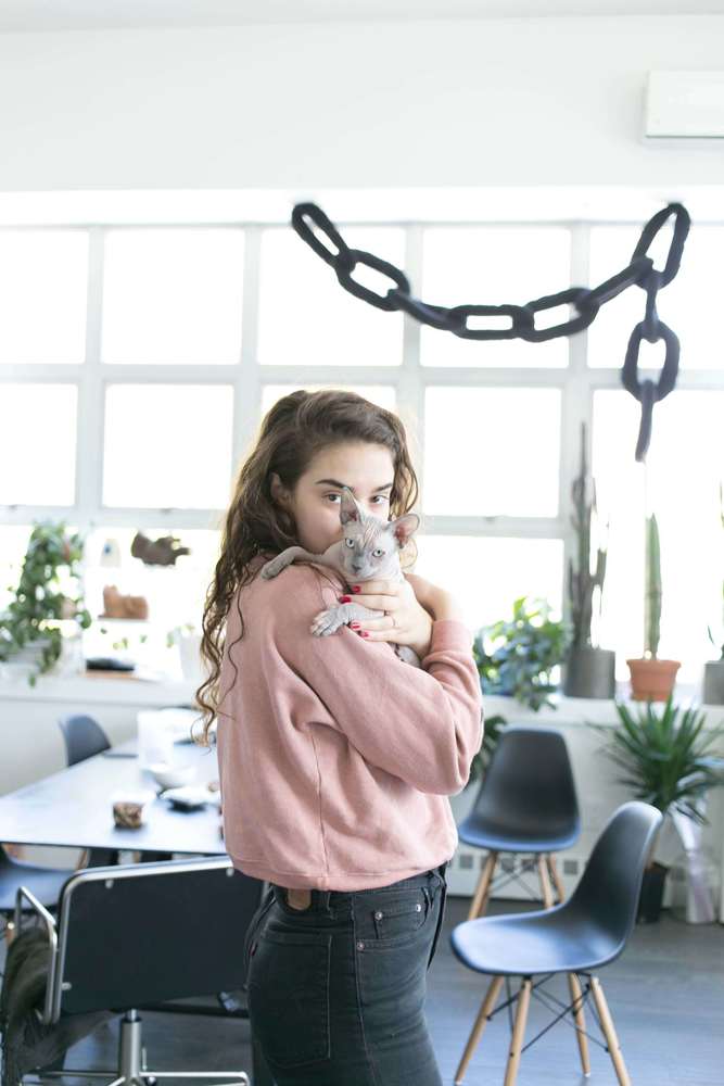 Lily Harris with cat