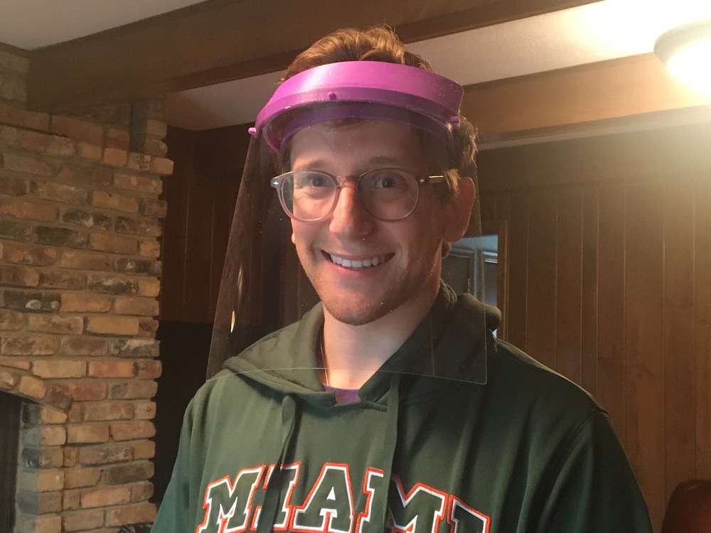 Ronen Pink wearing face shield