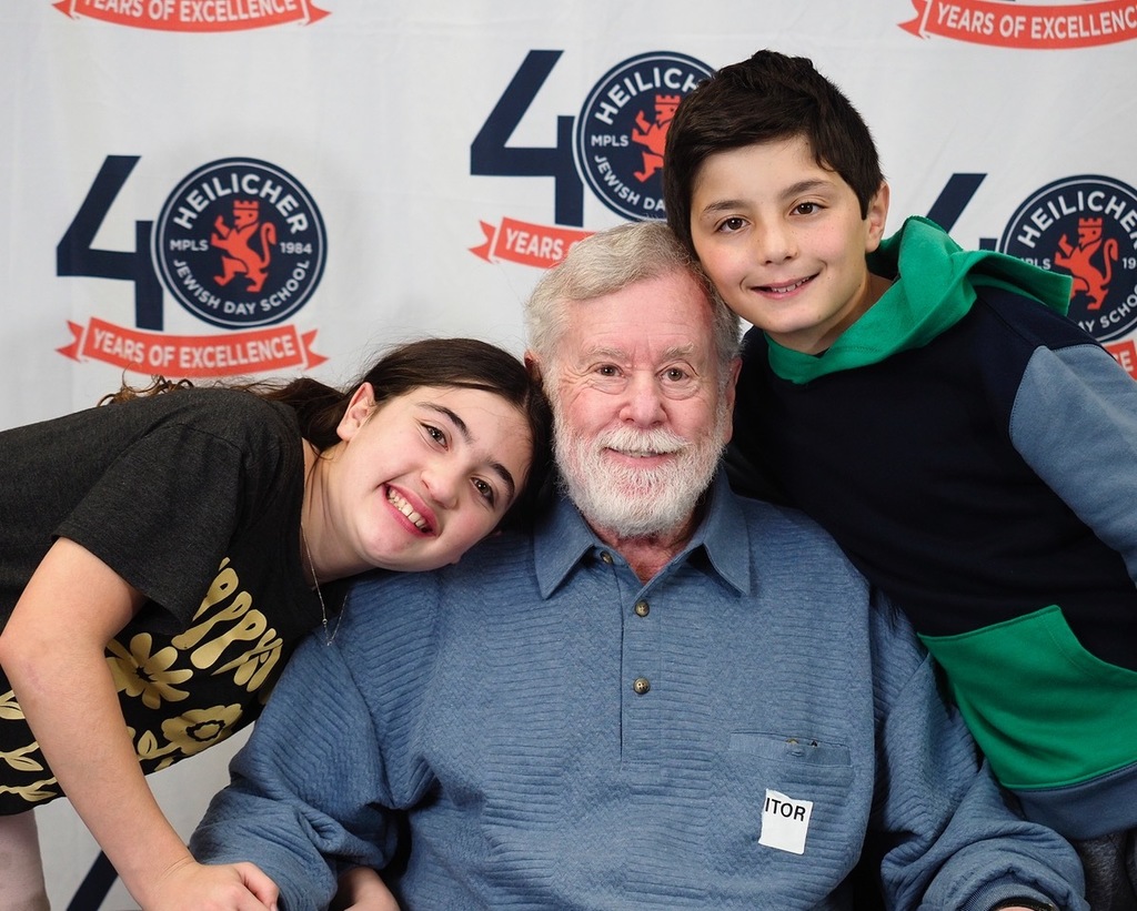 twins with grandfather