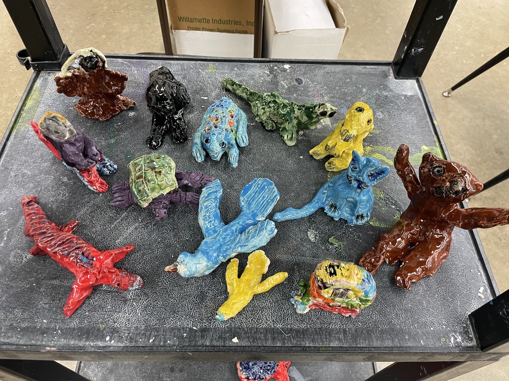 finished glazed clay animals