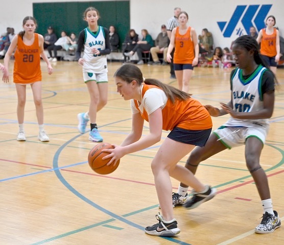 basketball player dribbles ball