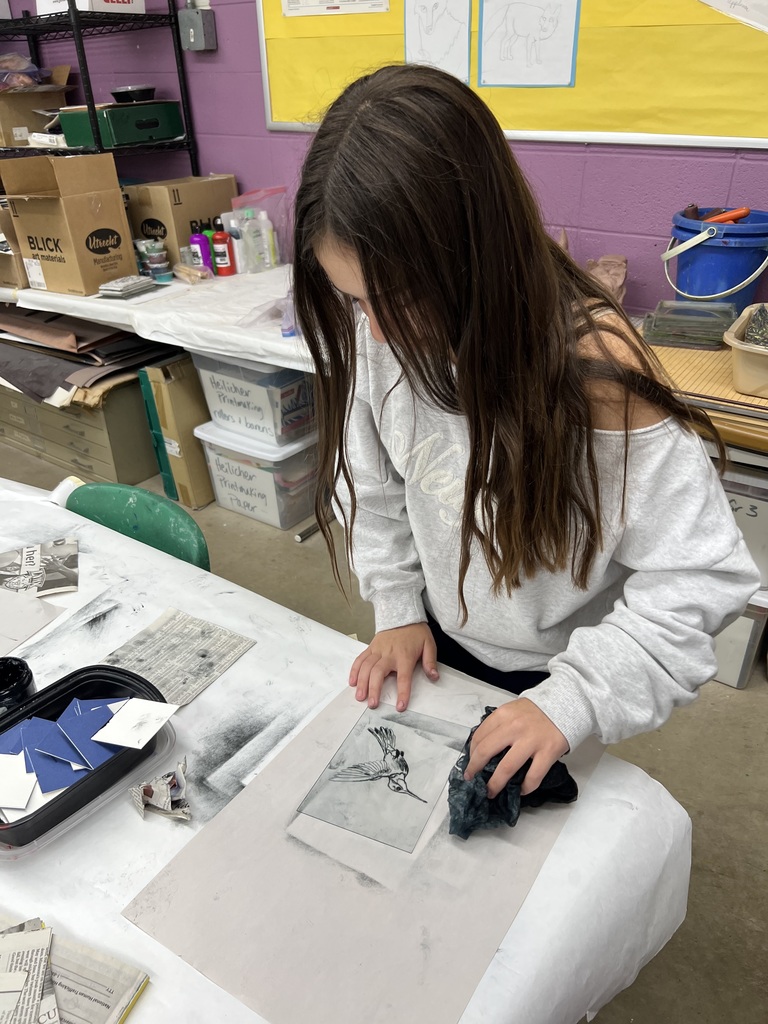 student in printmaking