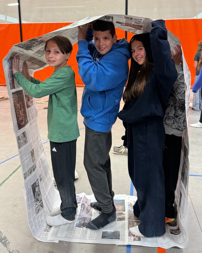 students do team-building activity