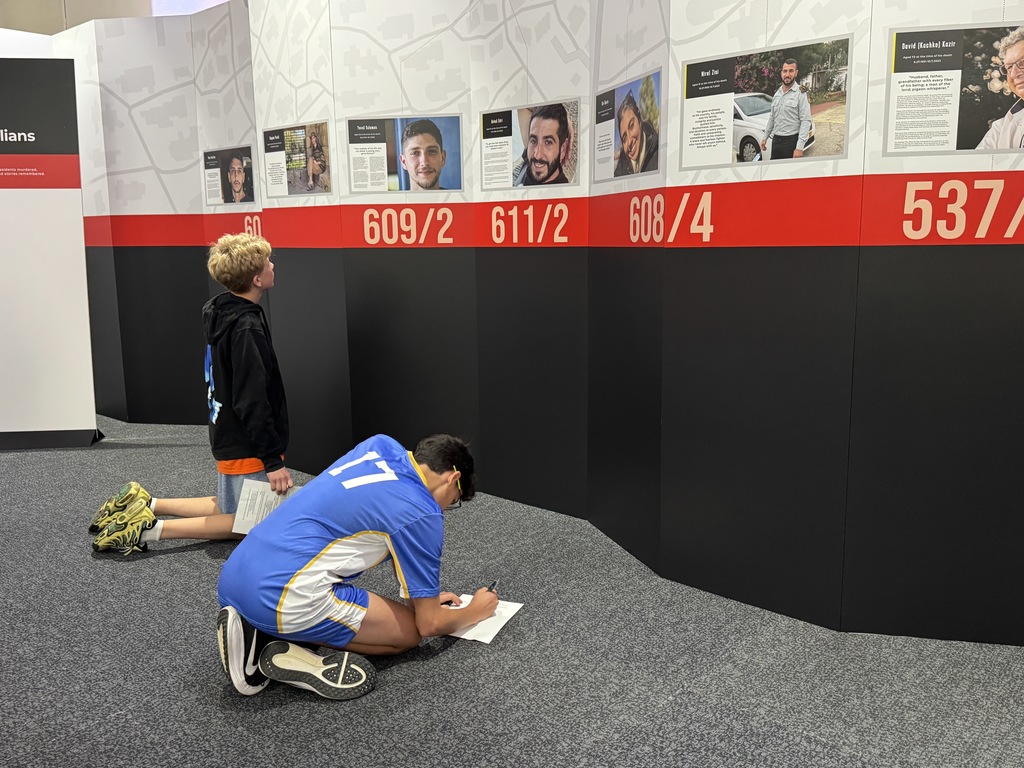 students learn about the people who were killed in Kfar Aza on October 7