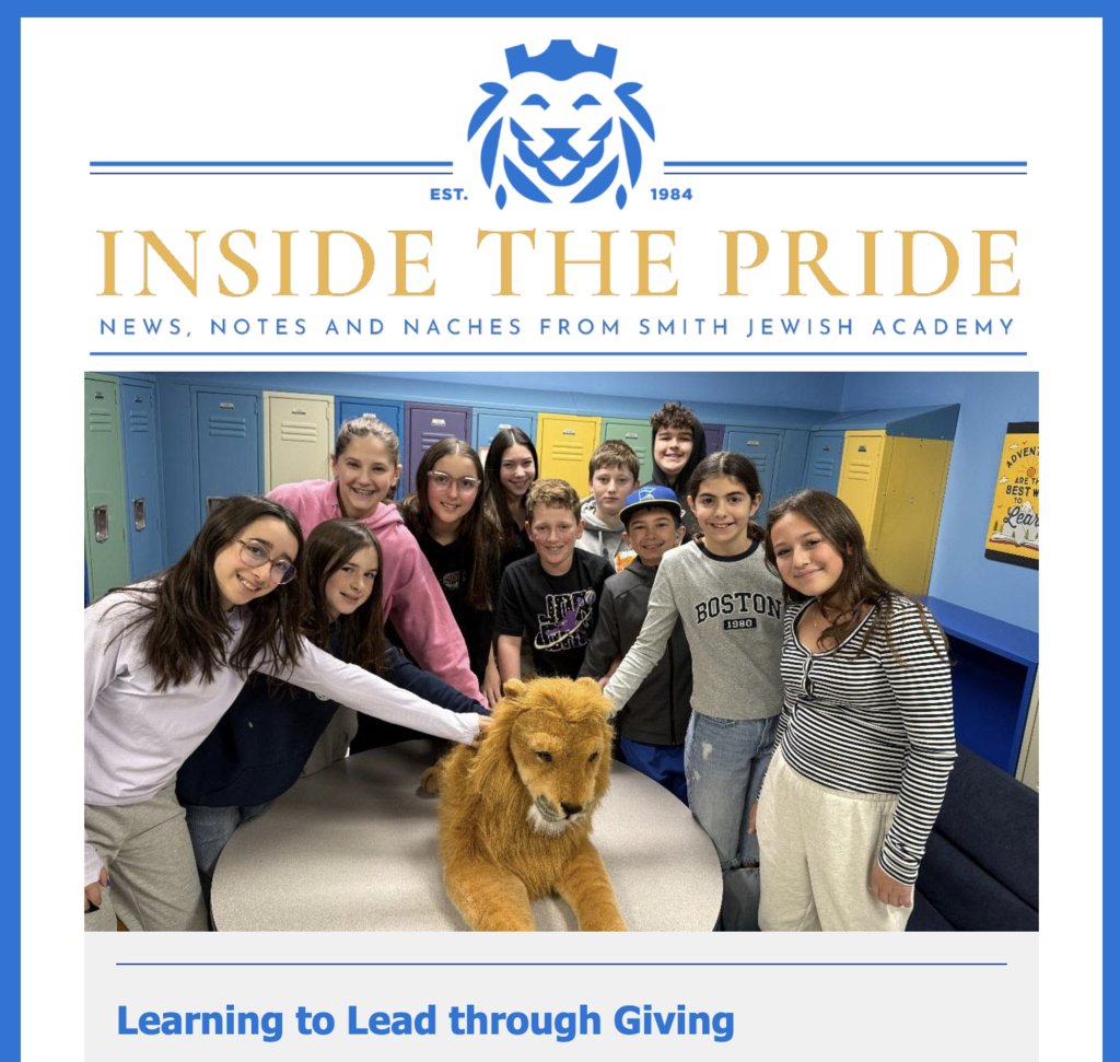 top of Inside the Pride newsletter. middle school students