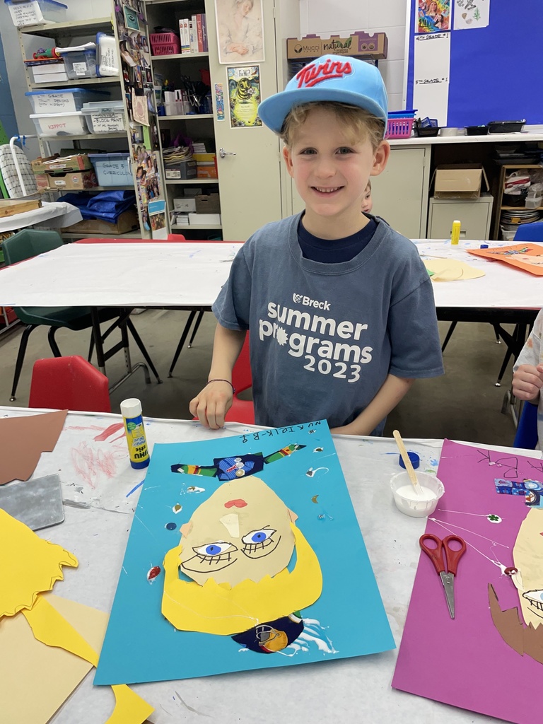 student with collage self-portrait