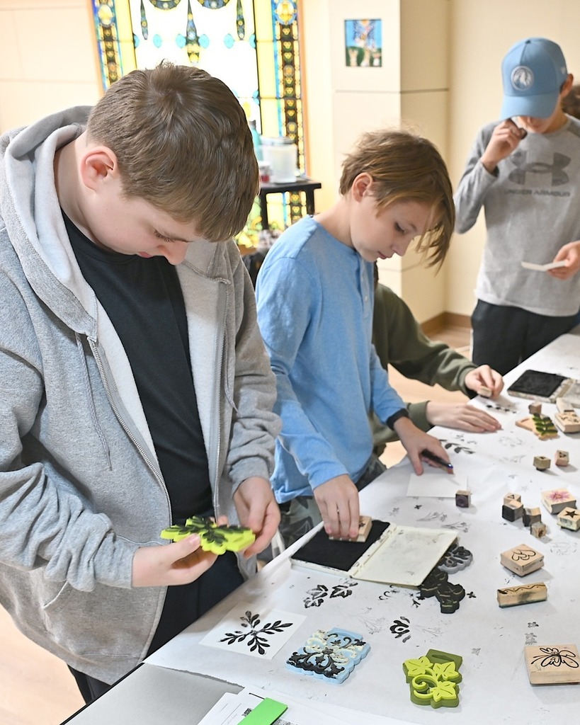 students stamp art