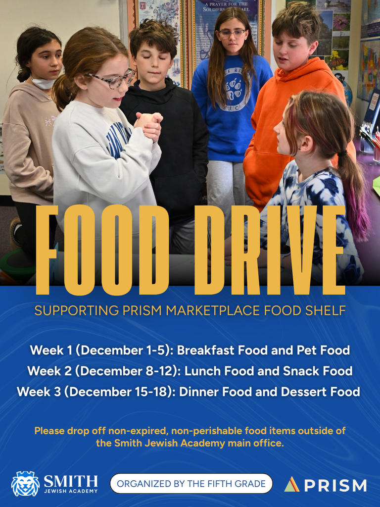 food drive flyer showing fifth graders planning the drive