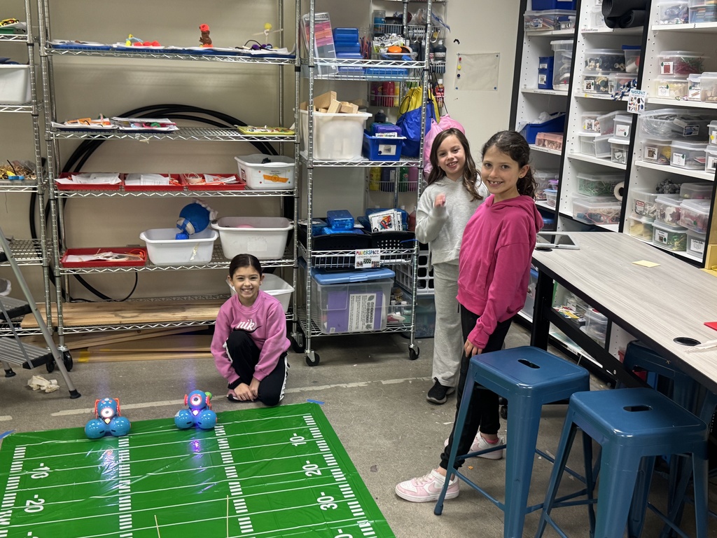 students with robots