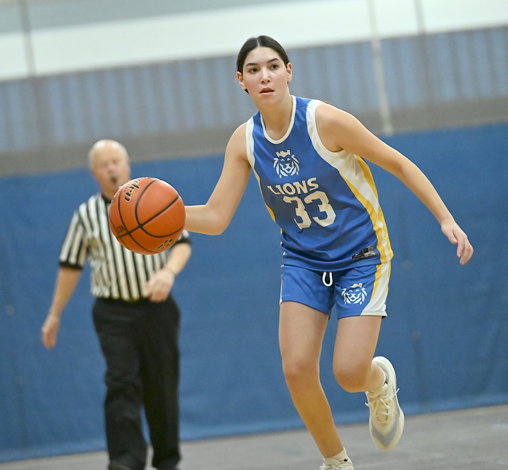 basketball player dribbles ball