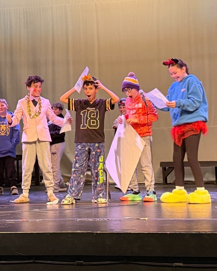 students act in Purim shpiel