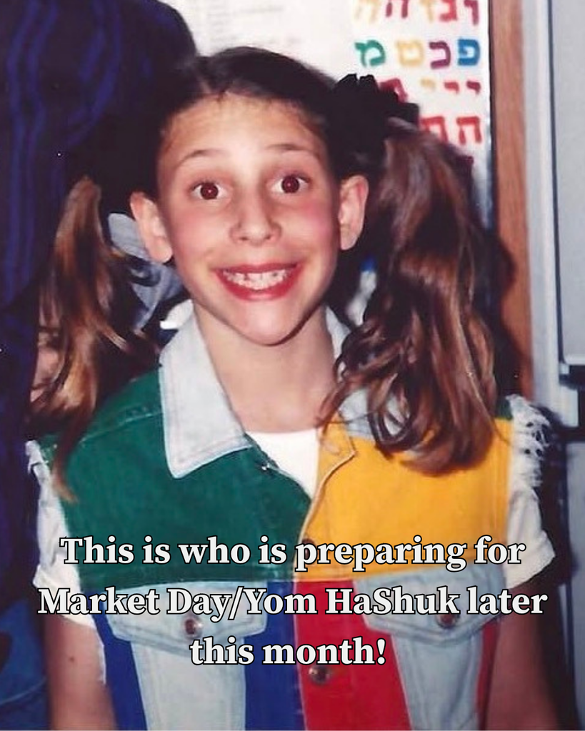 young girl with pigtails: This is who is preparing for Market Day/Yom HaShuk later this month!