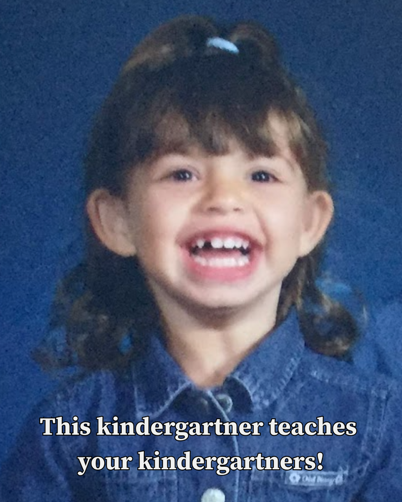 young girl school portrait: this kindergartner teaches your kindergartners!