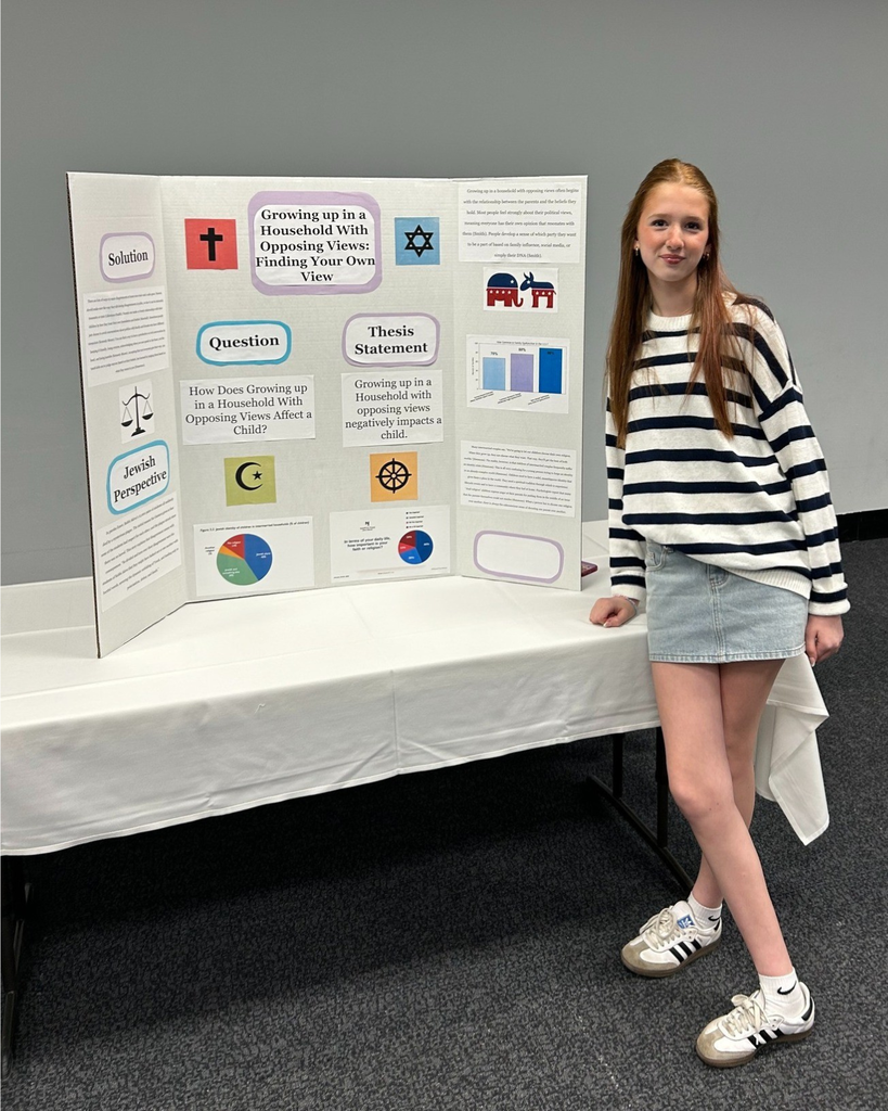 student with poster board
