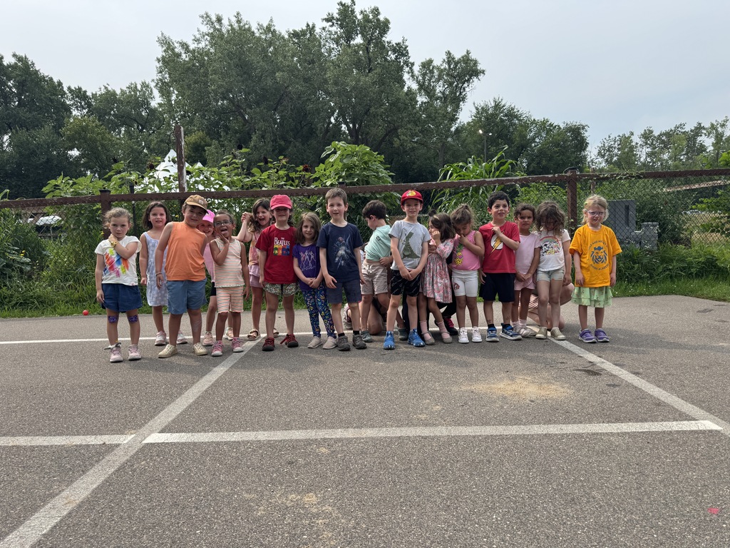 kindergarten students gather on playground