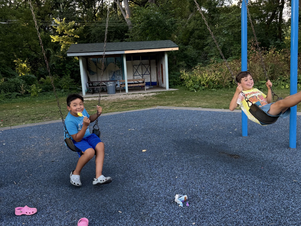 kids on swing