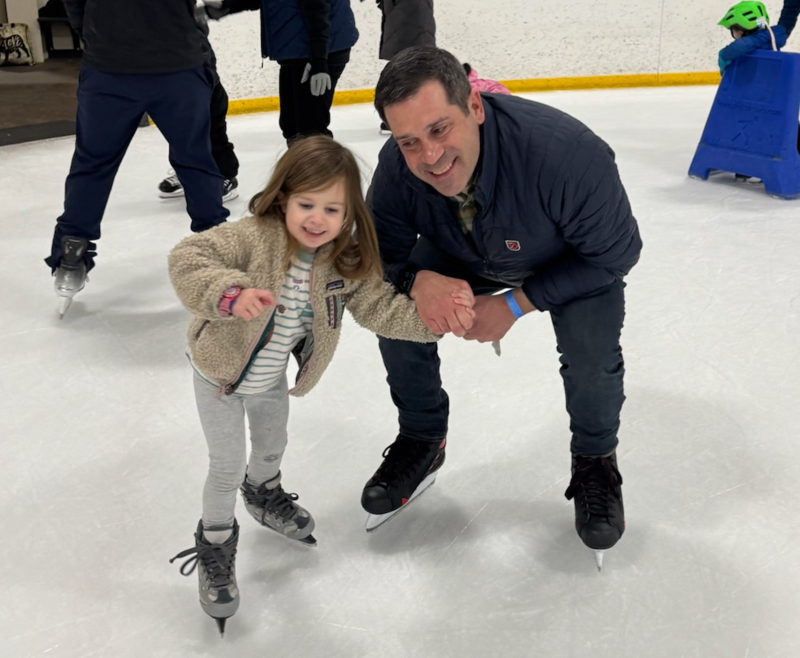Nathan and his niece ice skating