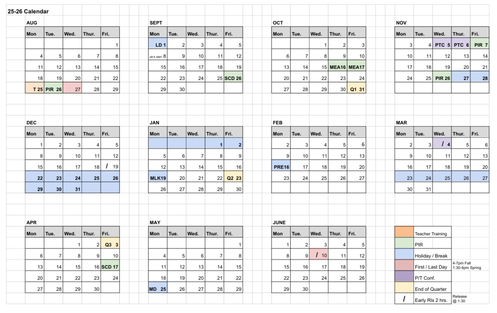 Helena Flats Calendar
