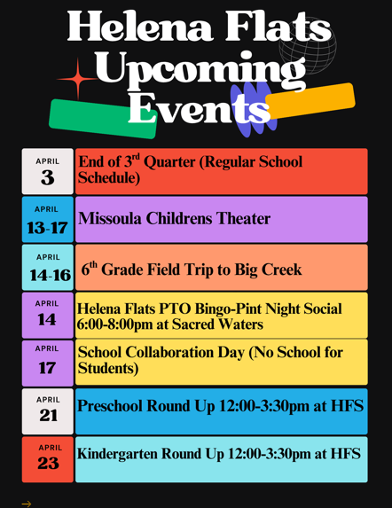 Helena Flats April Upcoming Events