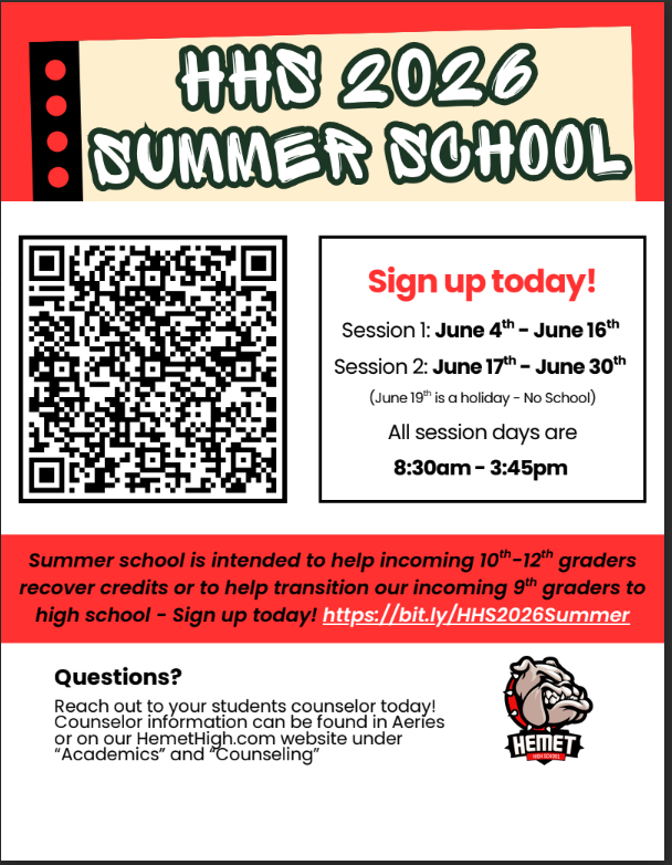 Hemet High Summer School 2026