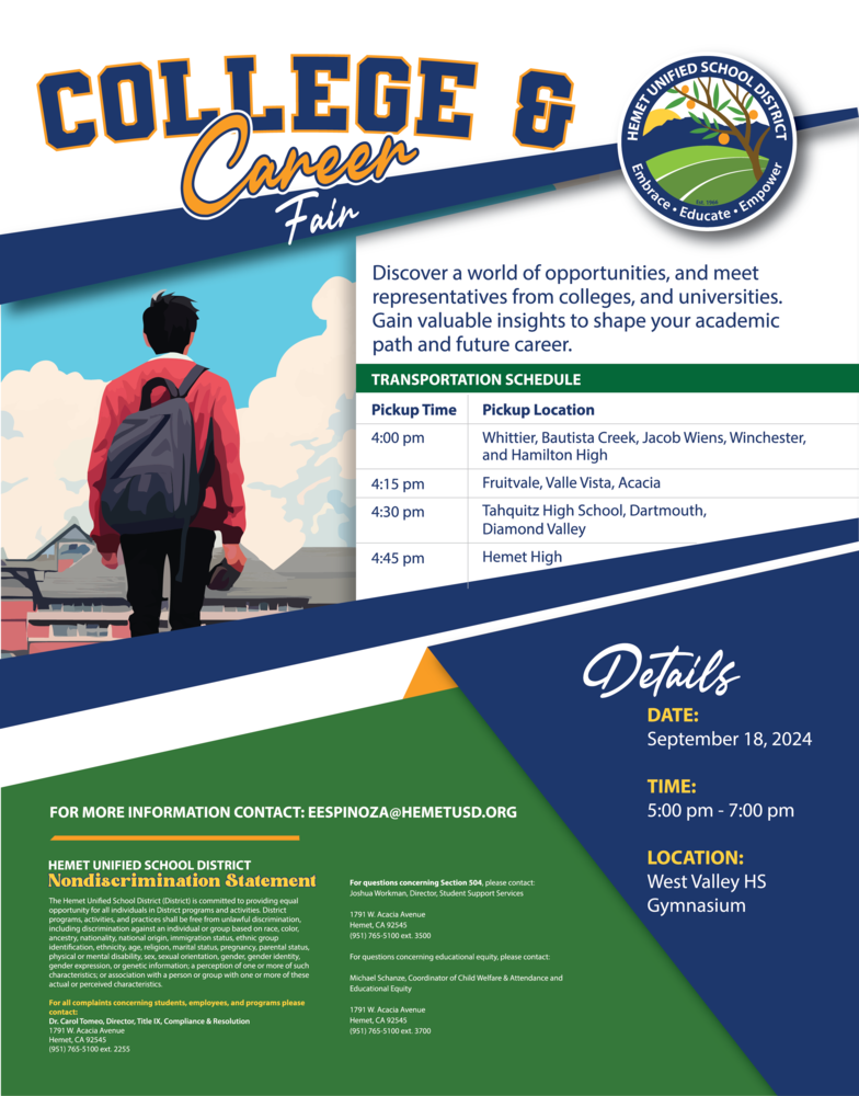 Join us at our upcoming HUSD College & Career Fair!