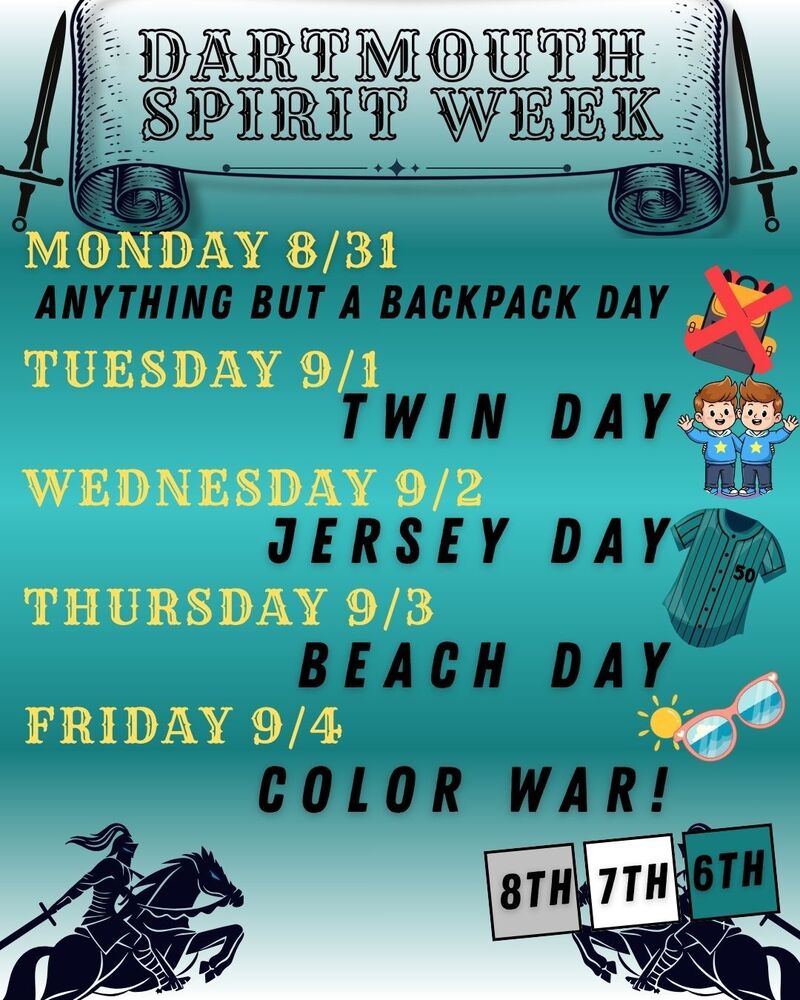 Spirit Week - August 31 - September 4th