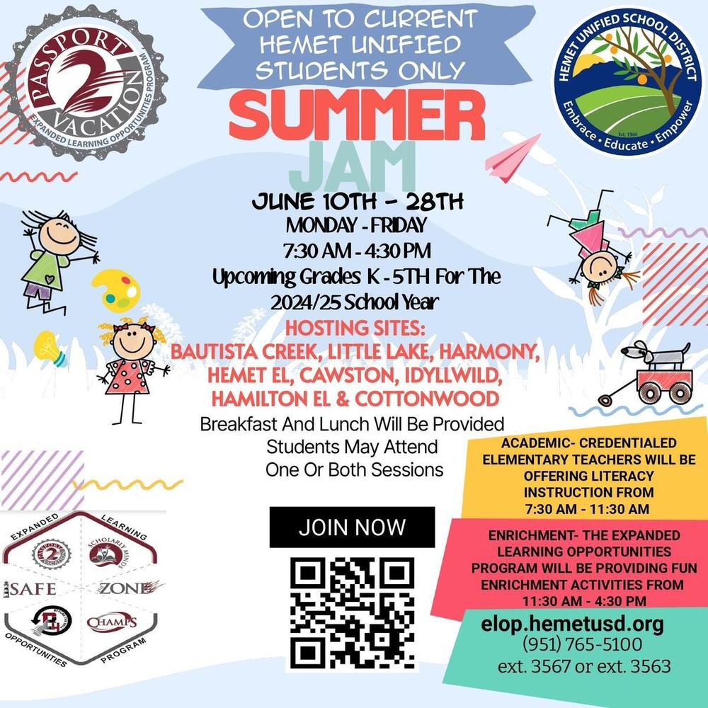 HUSD's Summer Jam Session: June 10 - 28