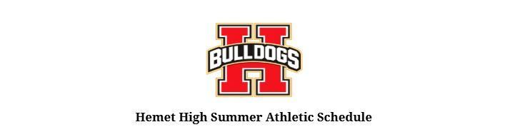 HHS Summer Athletics Schedule