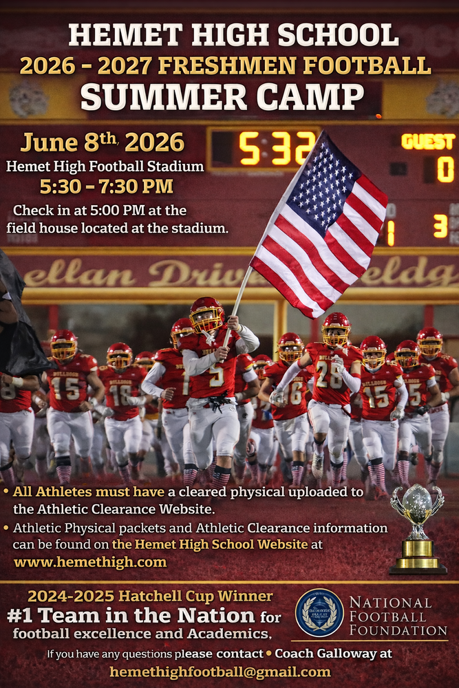 Hemet High Freshmen Football Camp - June 8th