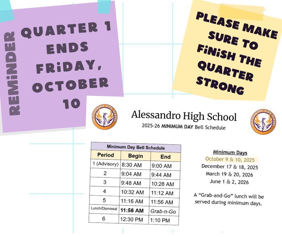 End of the Quarter Reminder and Schedule for Minimum Days
