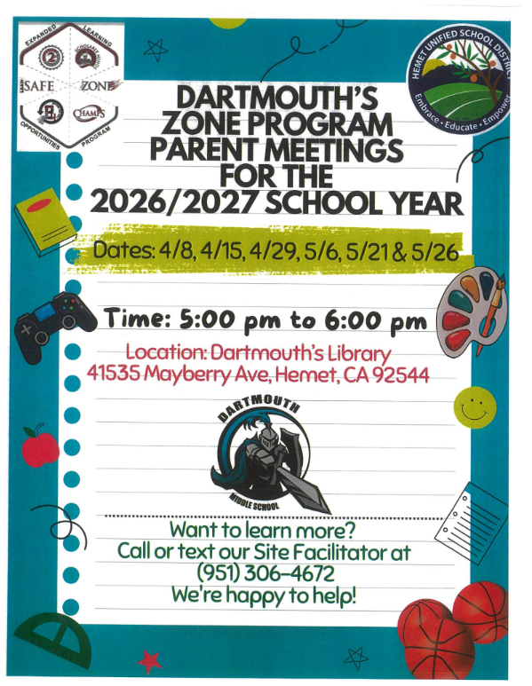 Zone Program Parent Meetings for '26-'27 School Year