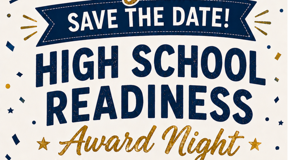 Gold and Blue theme with Congrats and Save the Date info for June 1st, 2026