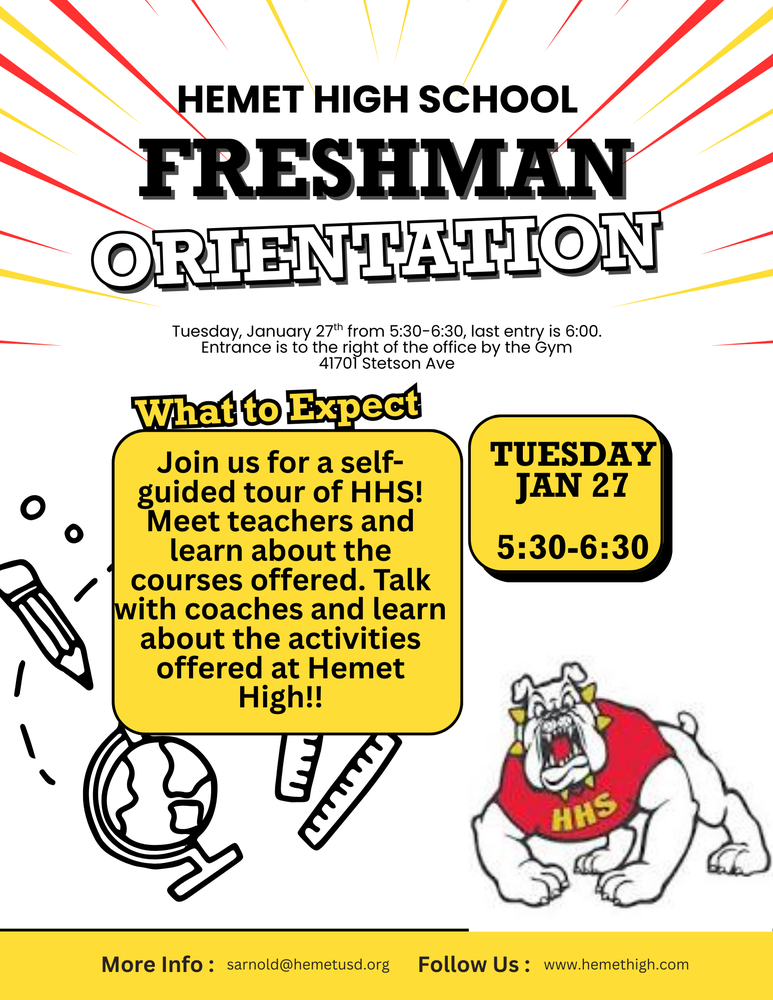 Freshman Orientation for 8th Graders Attending Hemet High
