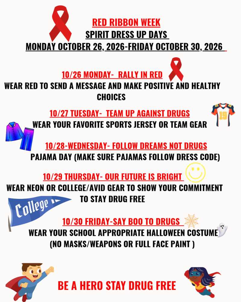 Red Ribbon Week Spirit Days