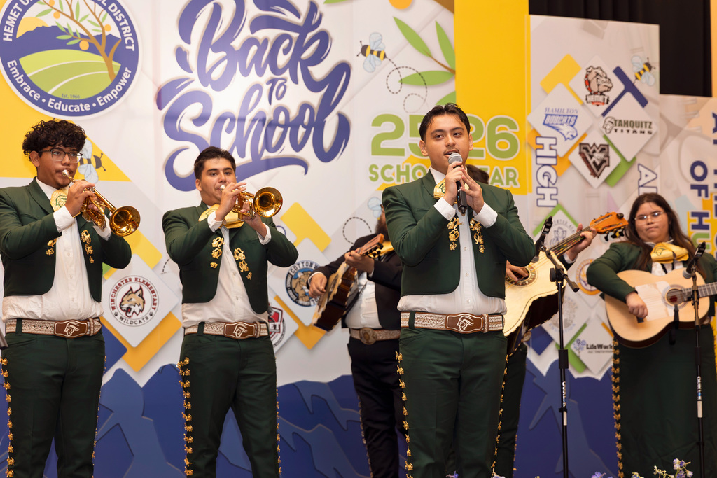 Tahquitz High School Mariachi students performing at Welcome Back Event