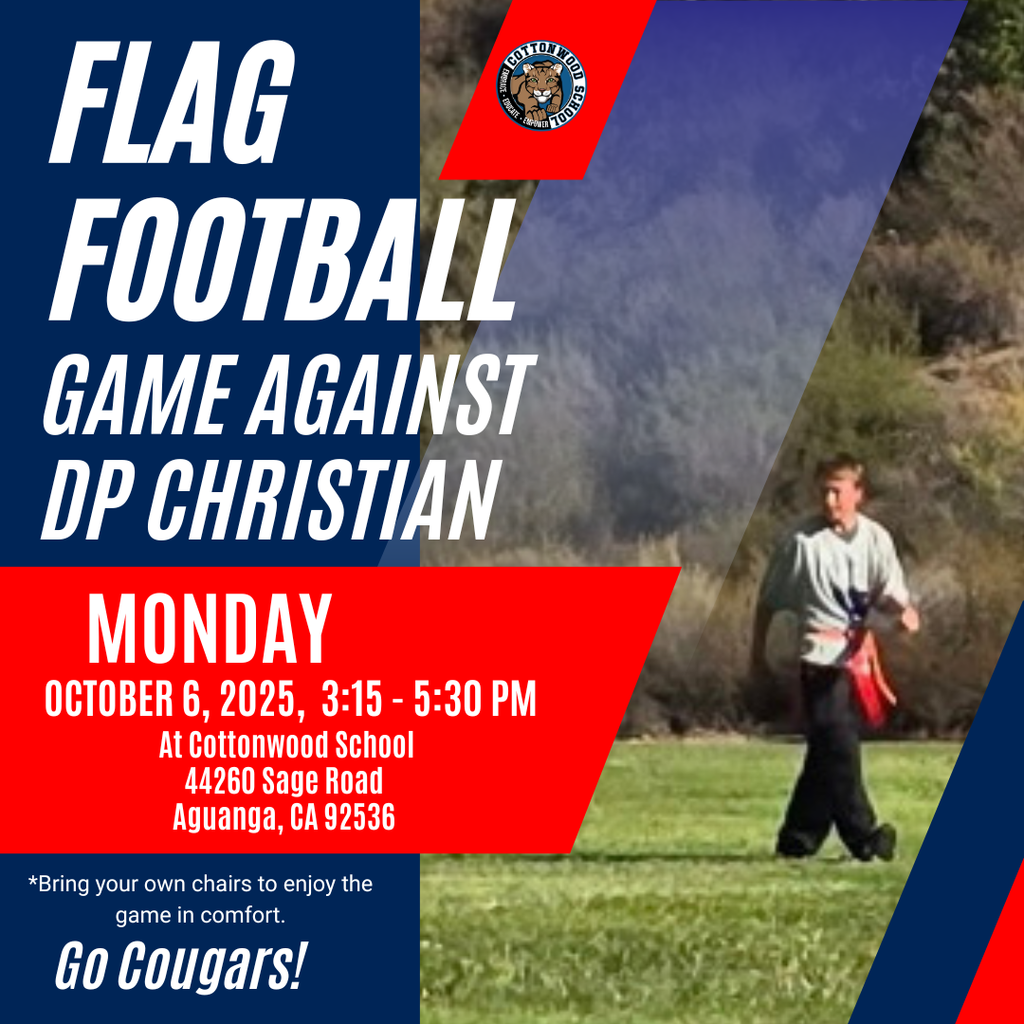 Boys Football Game on Monday at Cottonwood