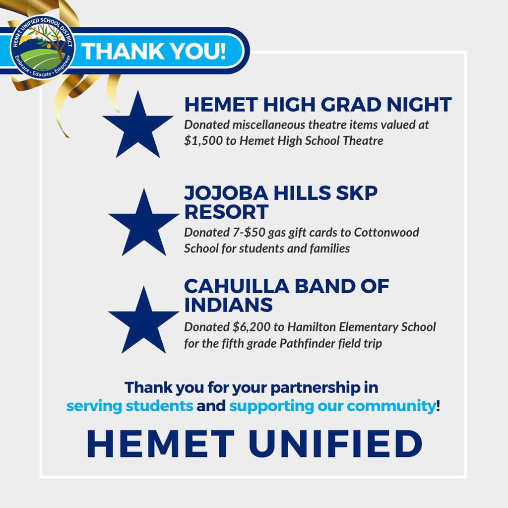 HUSD THANK YOU Posts