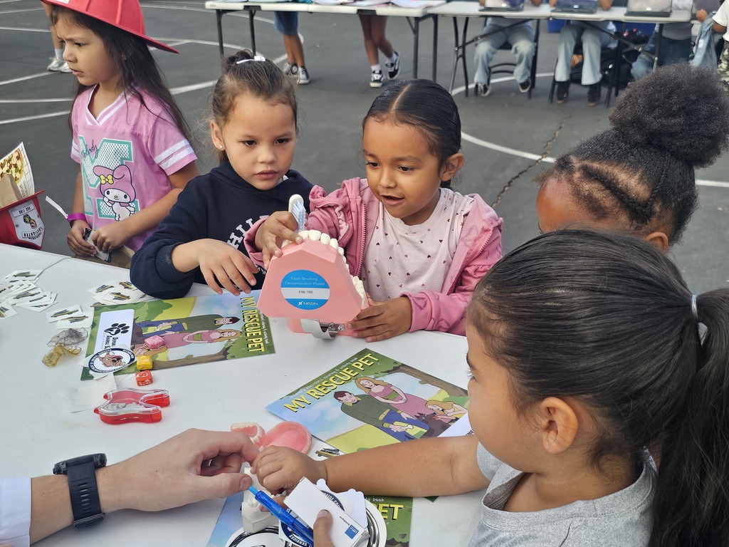 Elementary students engaged in career based activities in dental work