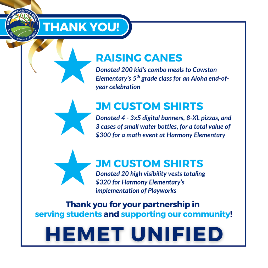 HUSD THANK YOU Posts (3)