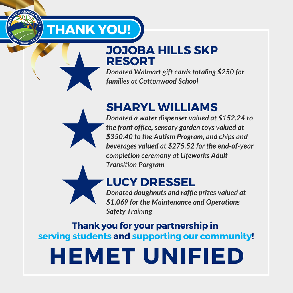 HUSD THANK YOU Posts (4)