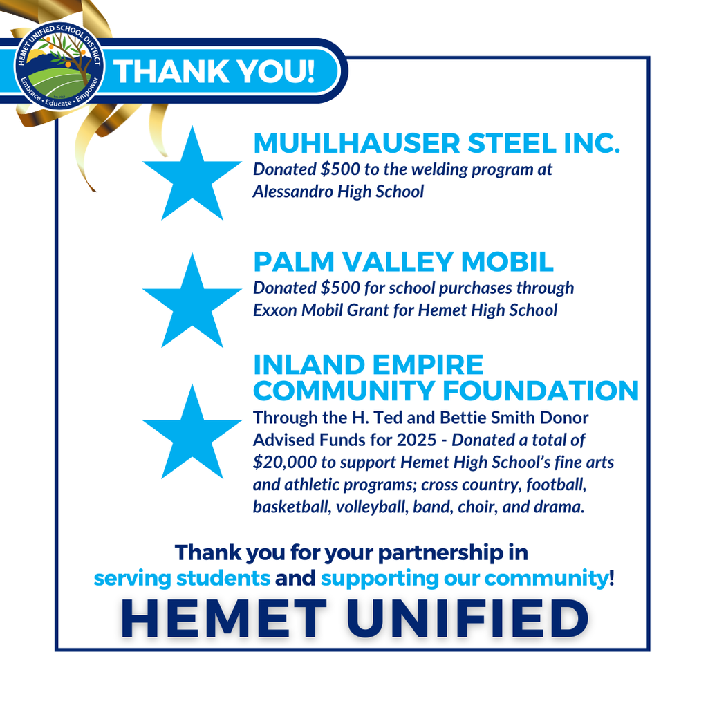 HUSD THANK YOU Posts (5)